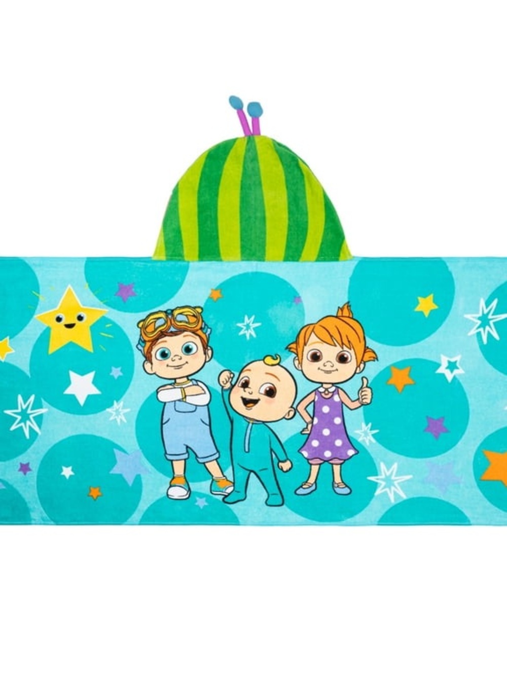 Moonbug CoCoMelon kids Hooded Towel - Blue & Green